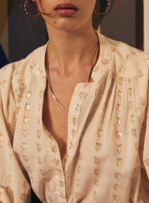 Ines love heart blouse - silver/gold hearts