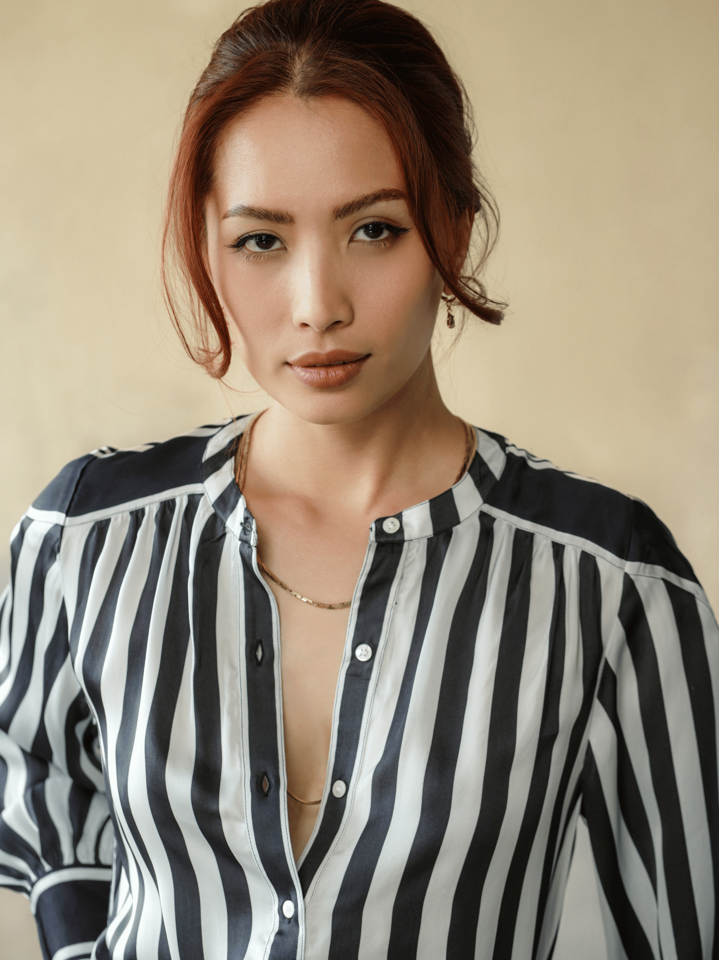 Edie Blouse - Black White Stripe