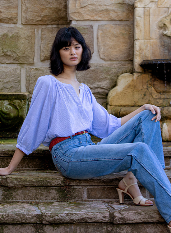Chemise Rayée blouse in Blue/Stripe