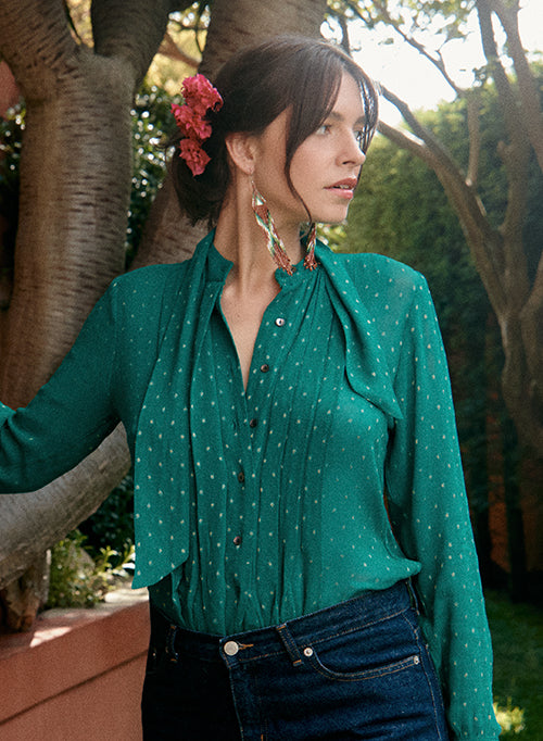 Yves Blouse - Emerald Gold Fleck