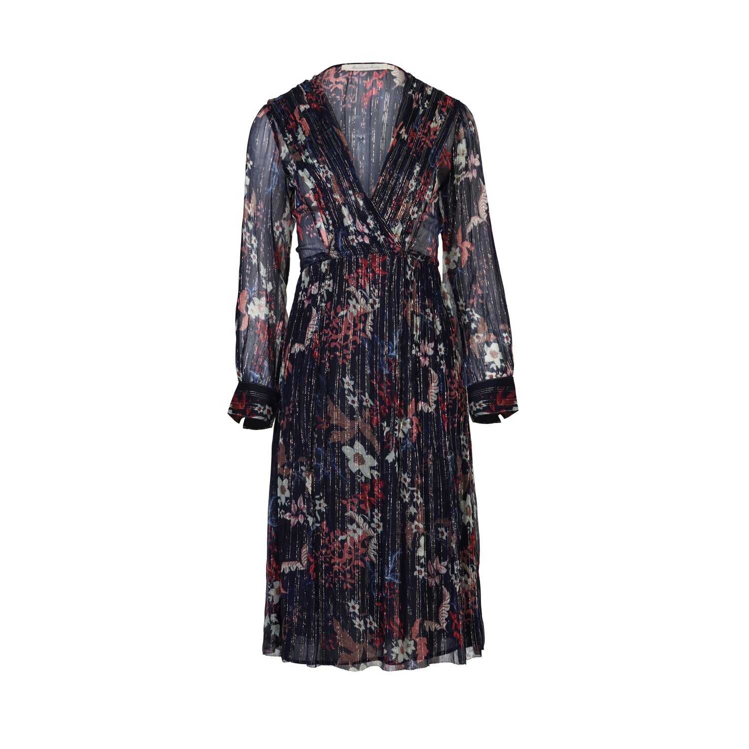 BATIK FLORAL DRESS W SLEEVES - NAVY