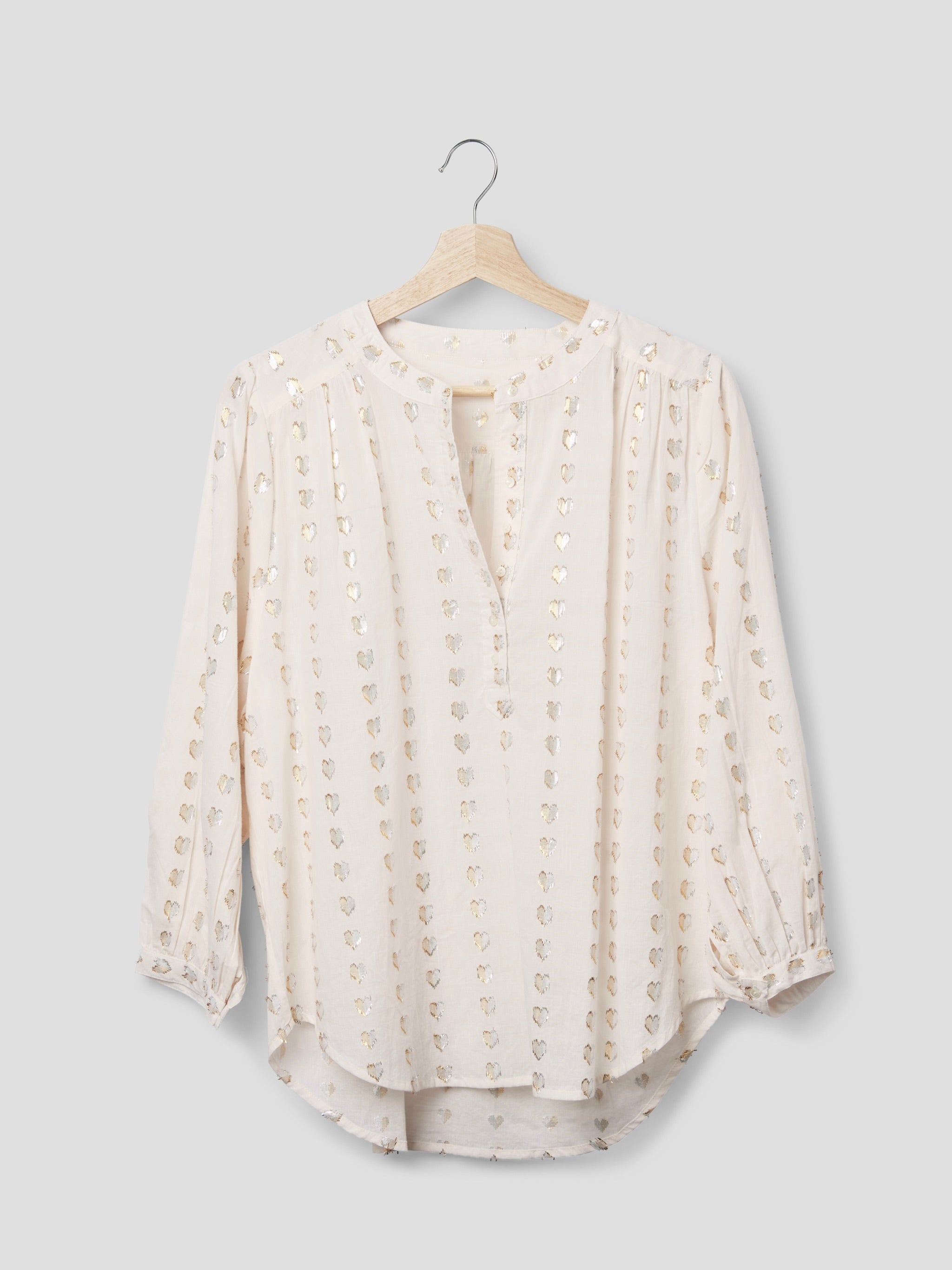 Ines love heart blouse - silver/gold hearts