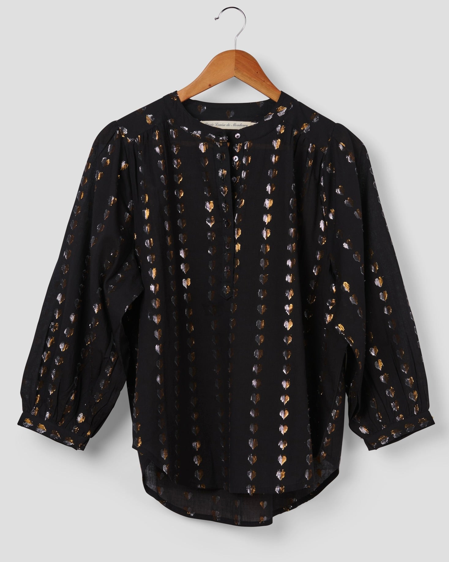 Ines love heart blouse black/silver gold