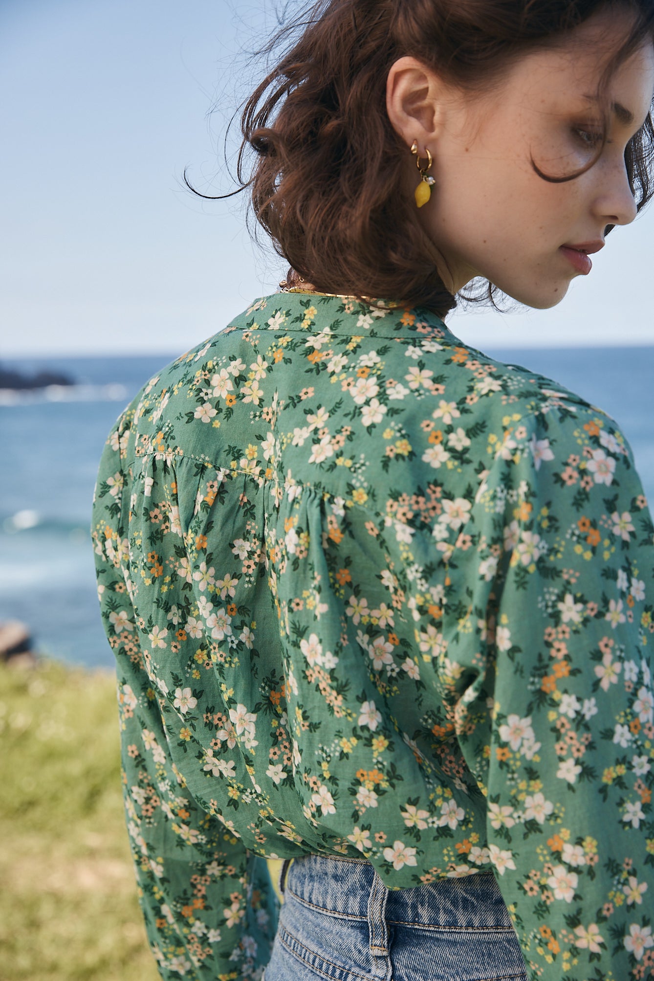 Amy blouse - green floral