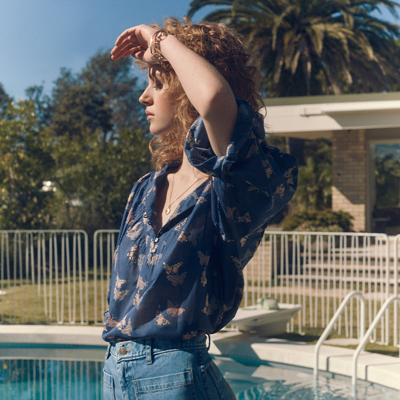 Marais blouse in Mica print / blue