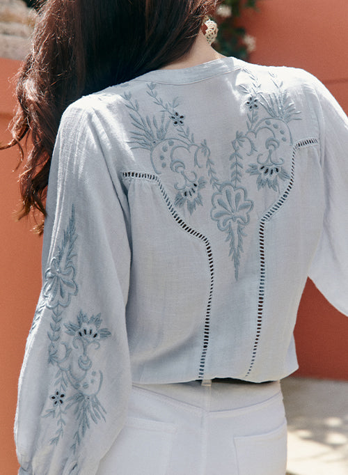 Broderie Blouse Ice Blue