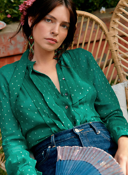 Yves Blouse - Emerald Gold Fleck