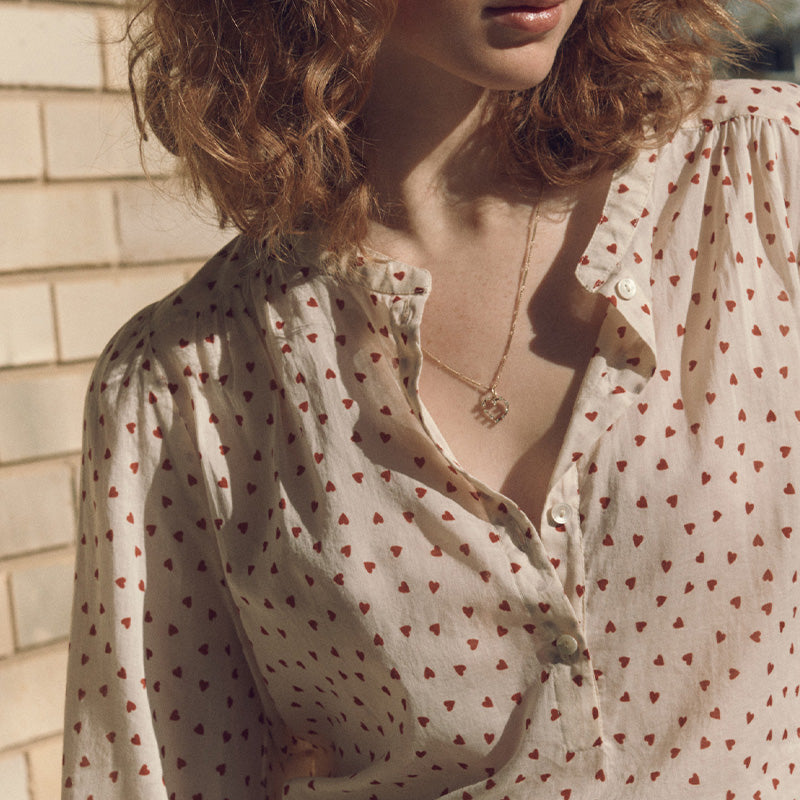 Je t'Aime blouse in print / red