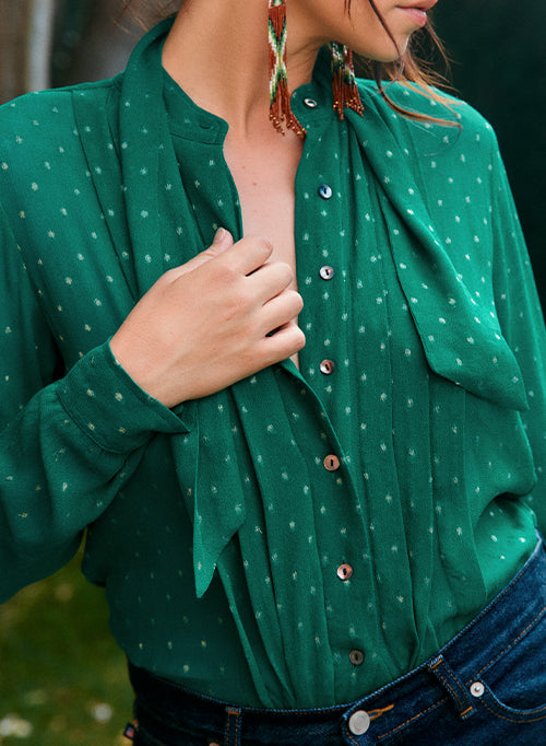 Yves Blouse - Emerald Gold Fleck
