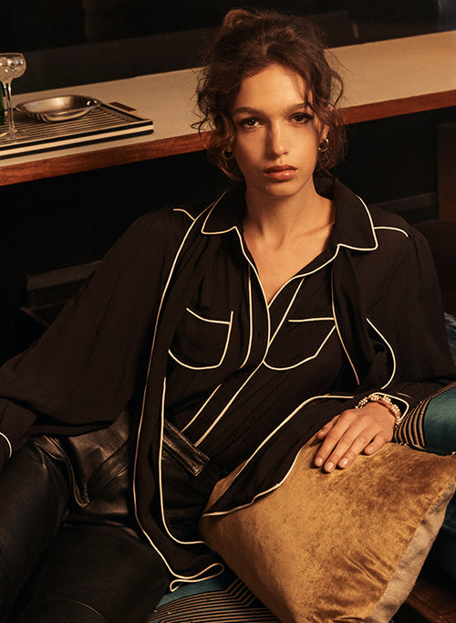 Silke Blouse - Black / Ecru