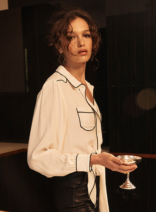 Silke Blouse - Ecru / Black