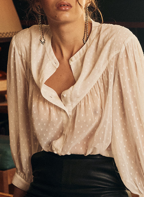 Jeune blouse white viscose polka dot