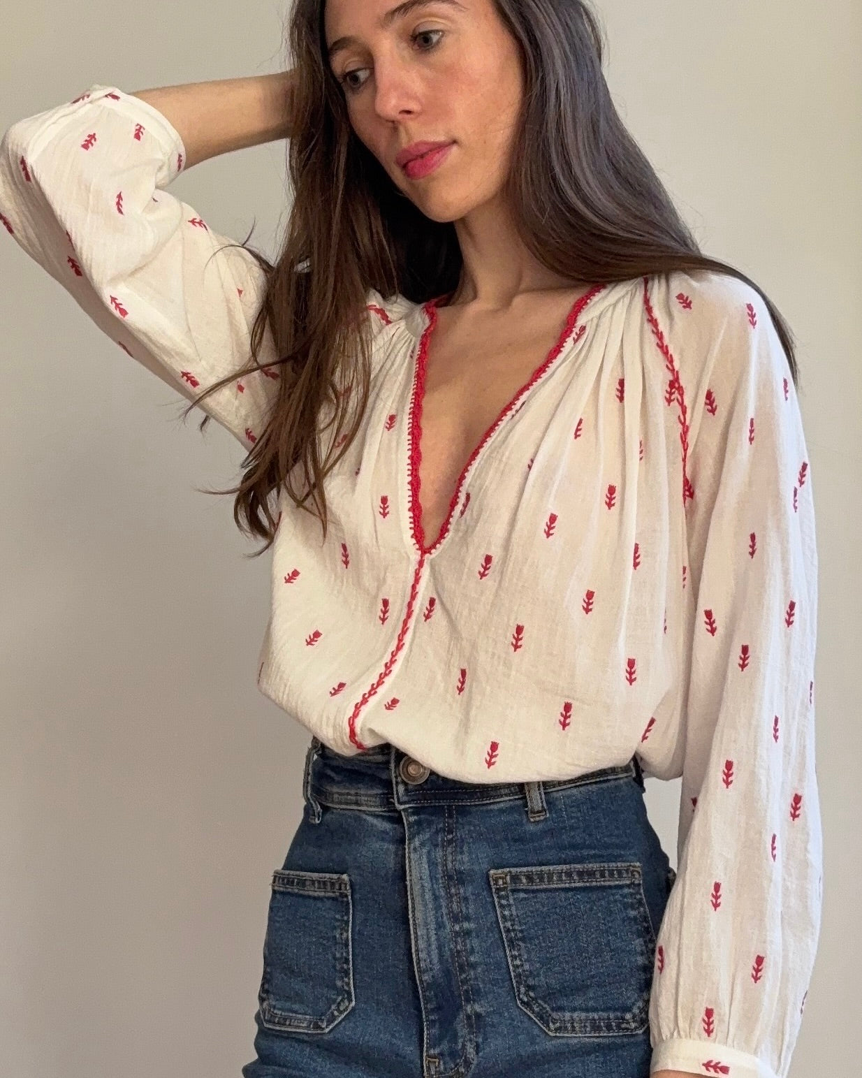 Tulipe blouse - red/ecru