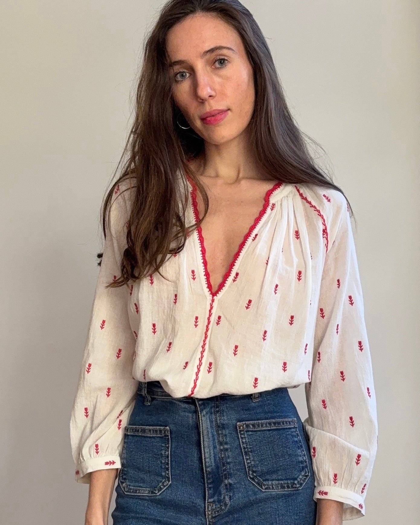 Tulipe blouse - red/ecru