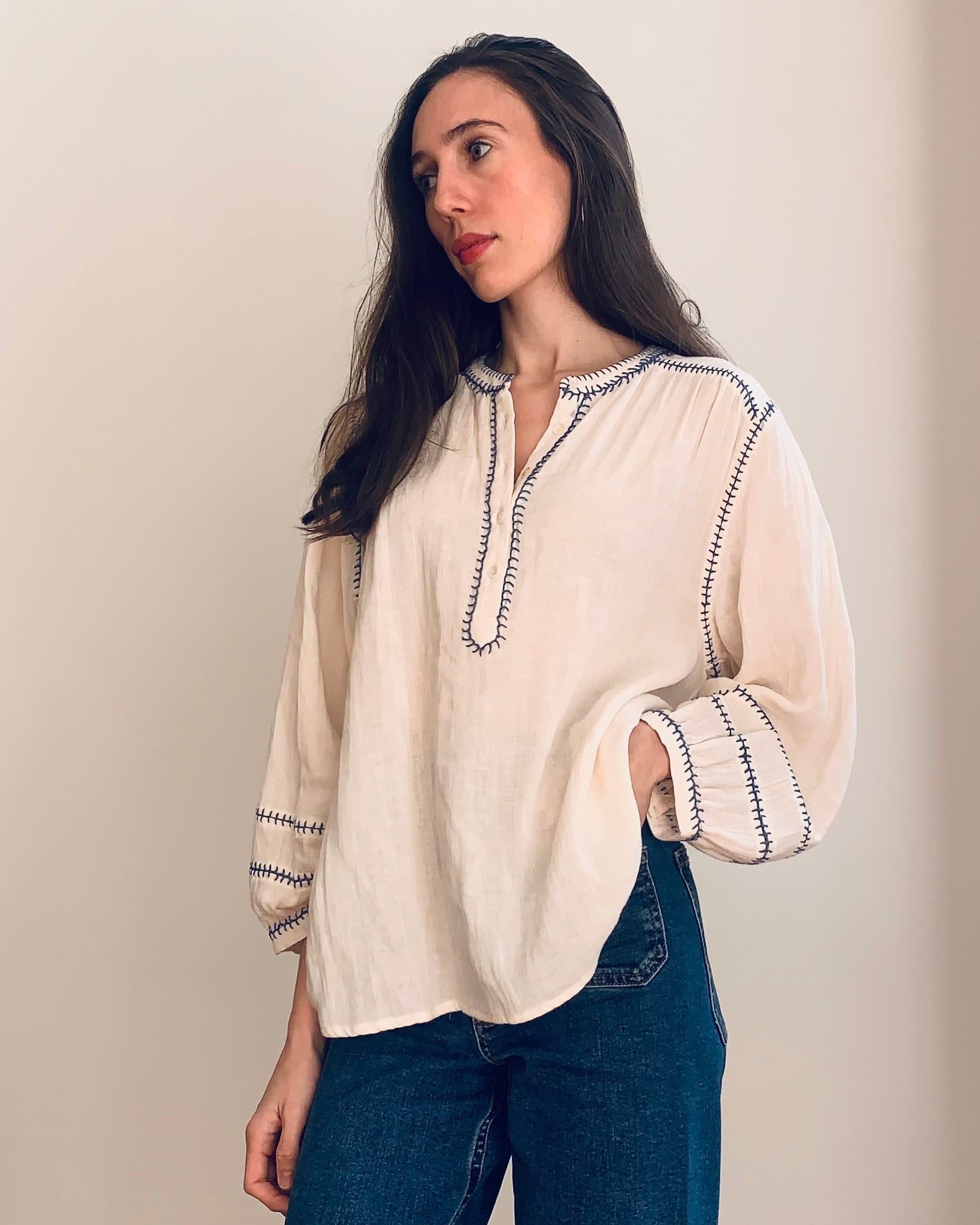 Amelie Feather Stitch Ecru