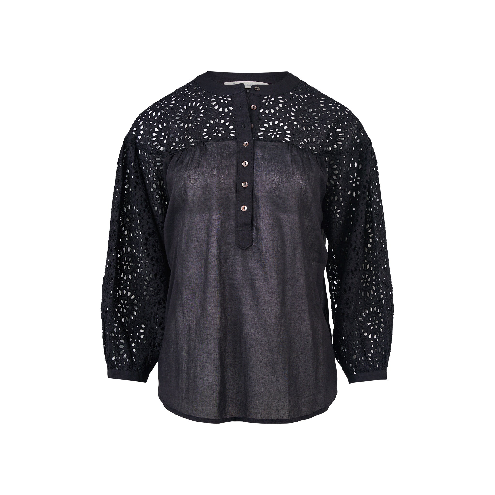 CIRCLE LACE BLOUSE IN BLACK