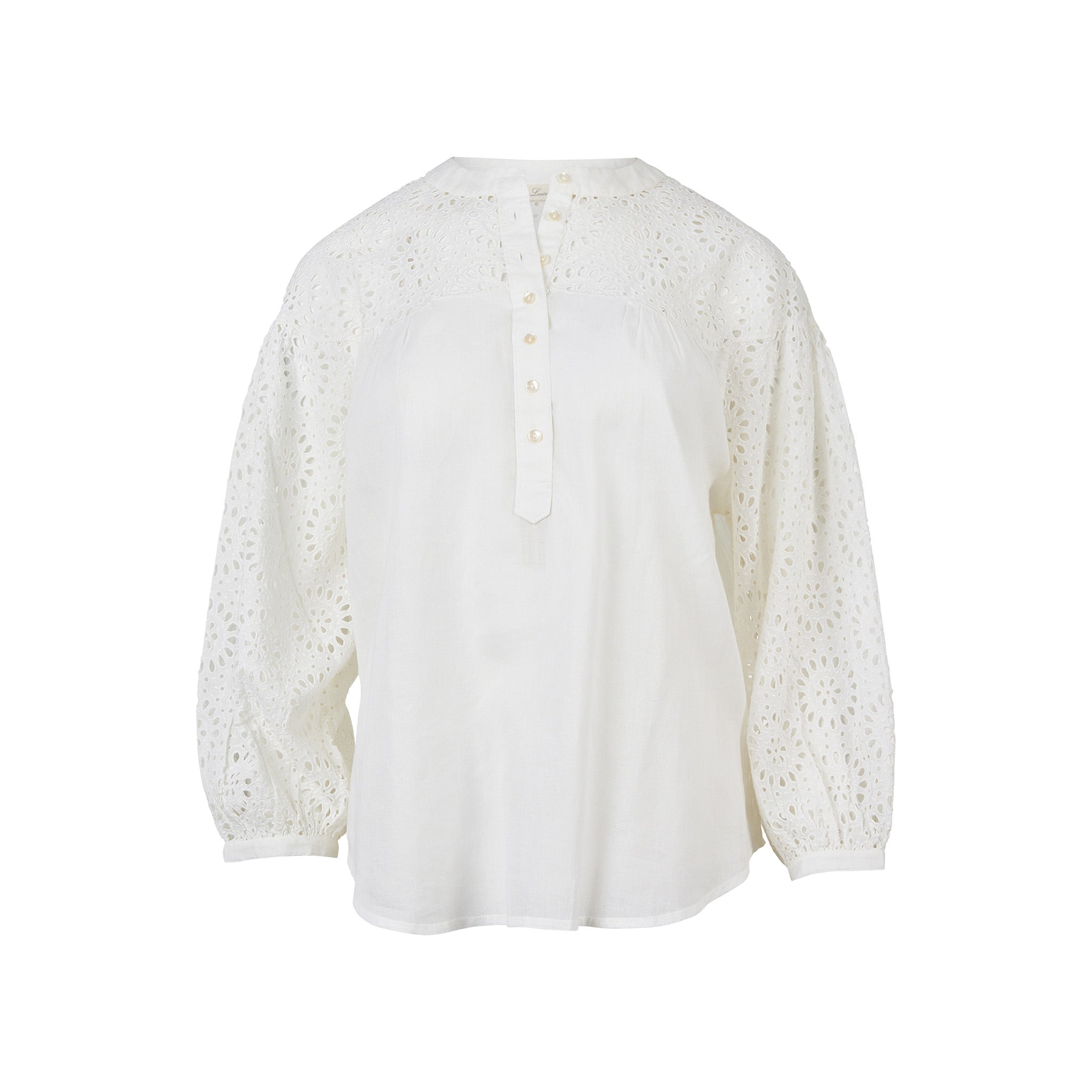 CIRCLE LACE BLOUSE IN CHALK