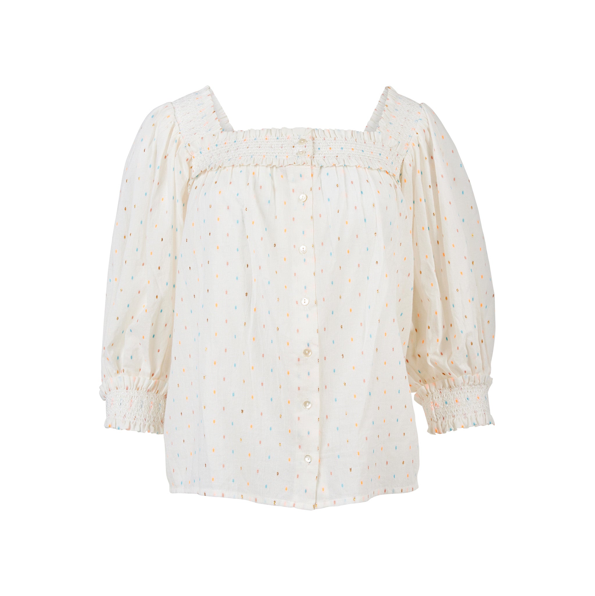 Marianne blouse in Ecru / multi dot