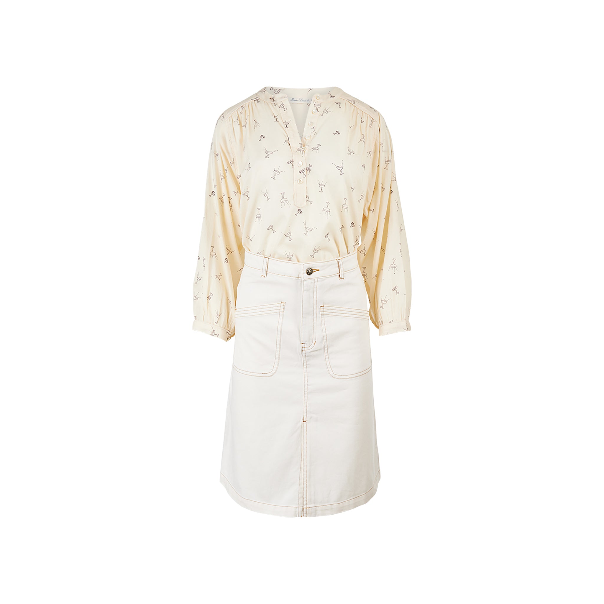 Ondine skirt in Ecru / tan stitch