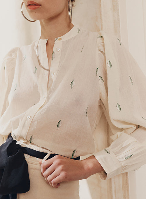 New Marianna blouse - ecru silver green