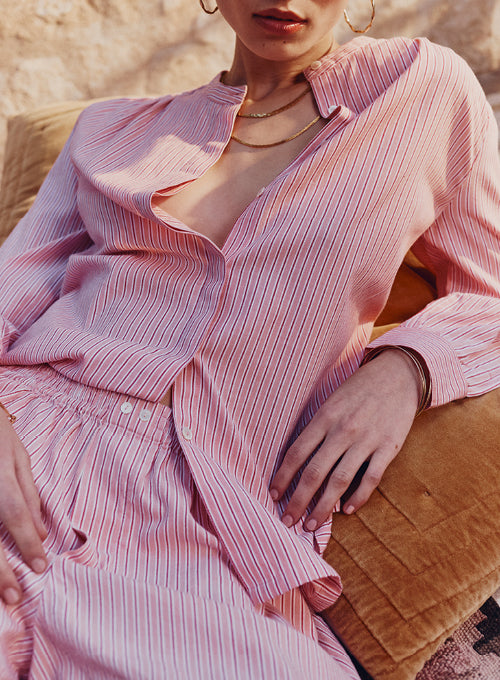 Ami blouse - pink red stripe