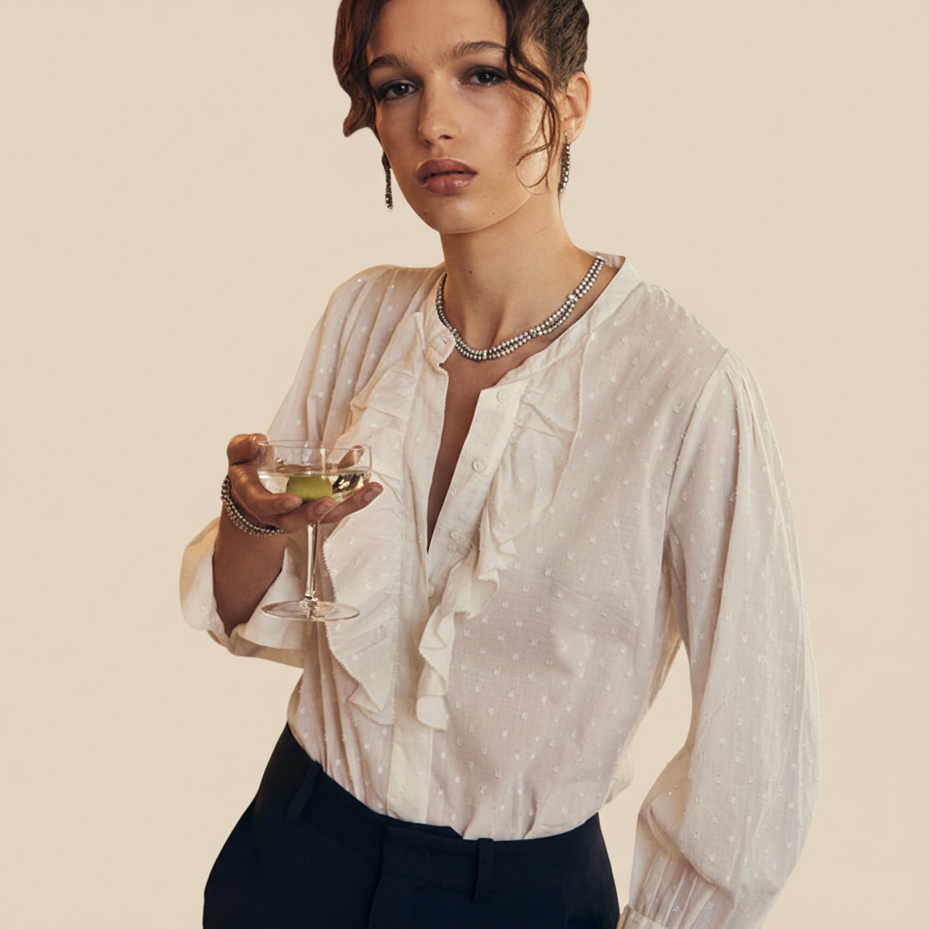 Minelli Blouse Cotton Chalk - Edited 2