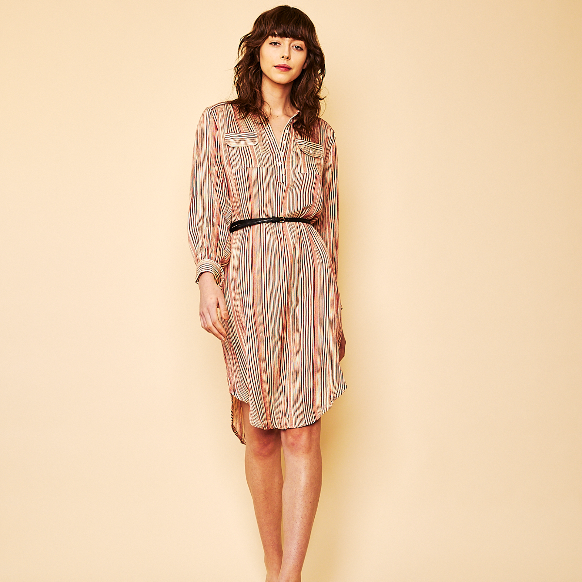 AMELIE DRESS IN RED/ECRU STRIPE