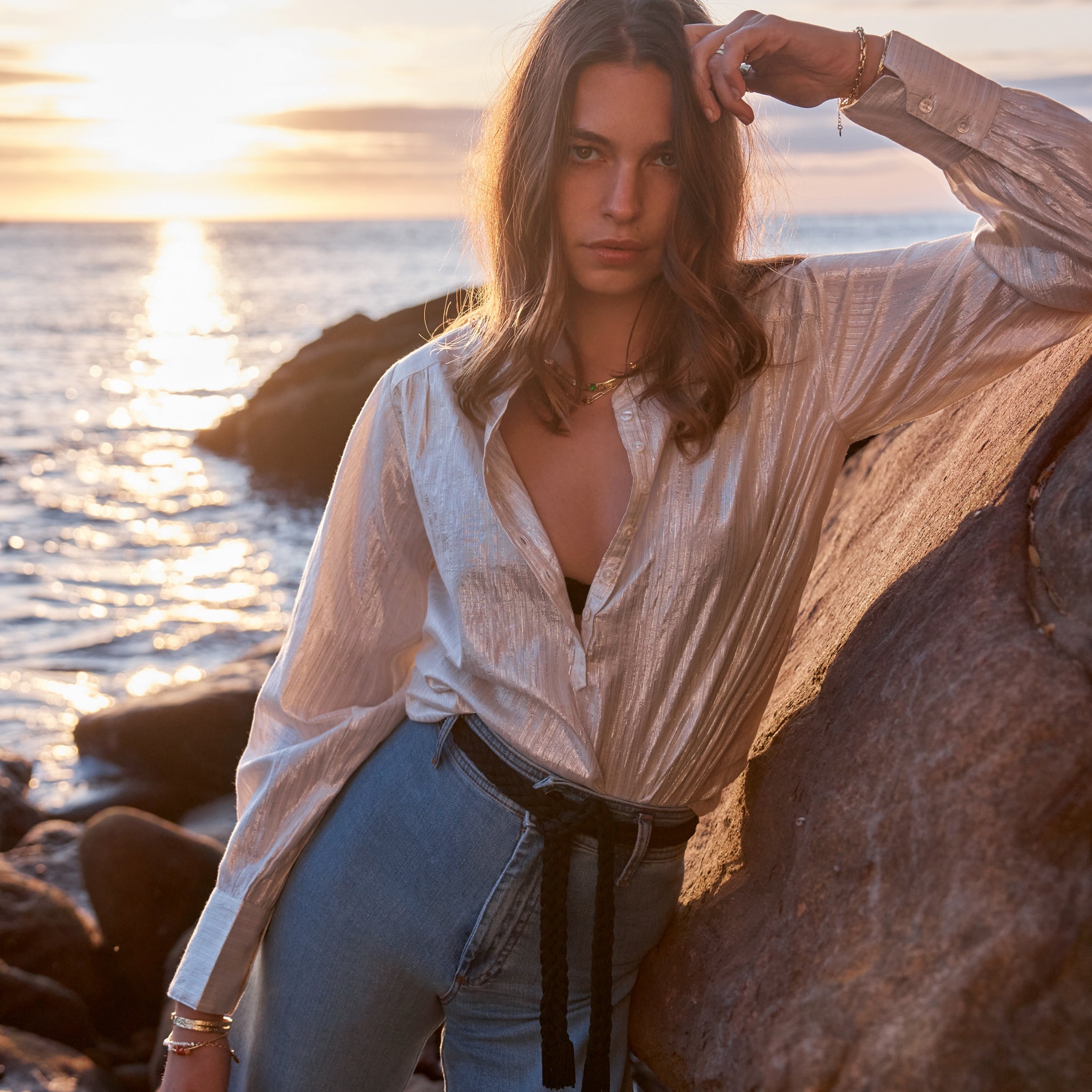 AMELIE BLOUSE SILVER STRIPE