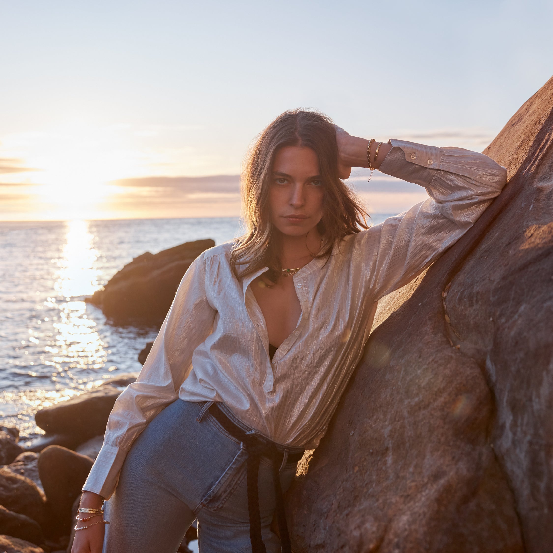 AMELIE BLOUSE SILVER STRIPE