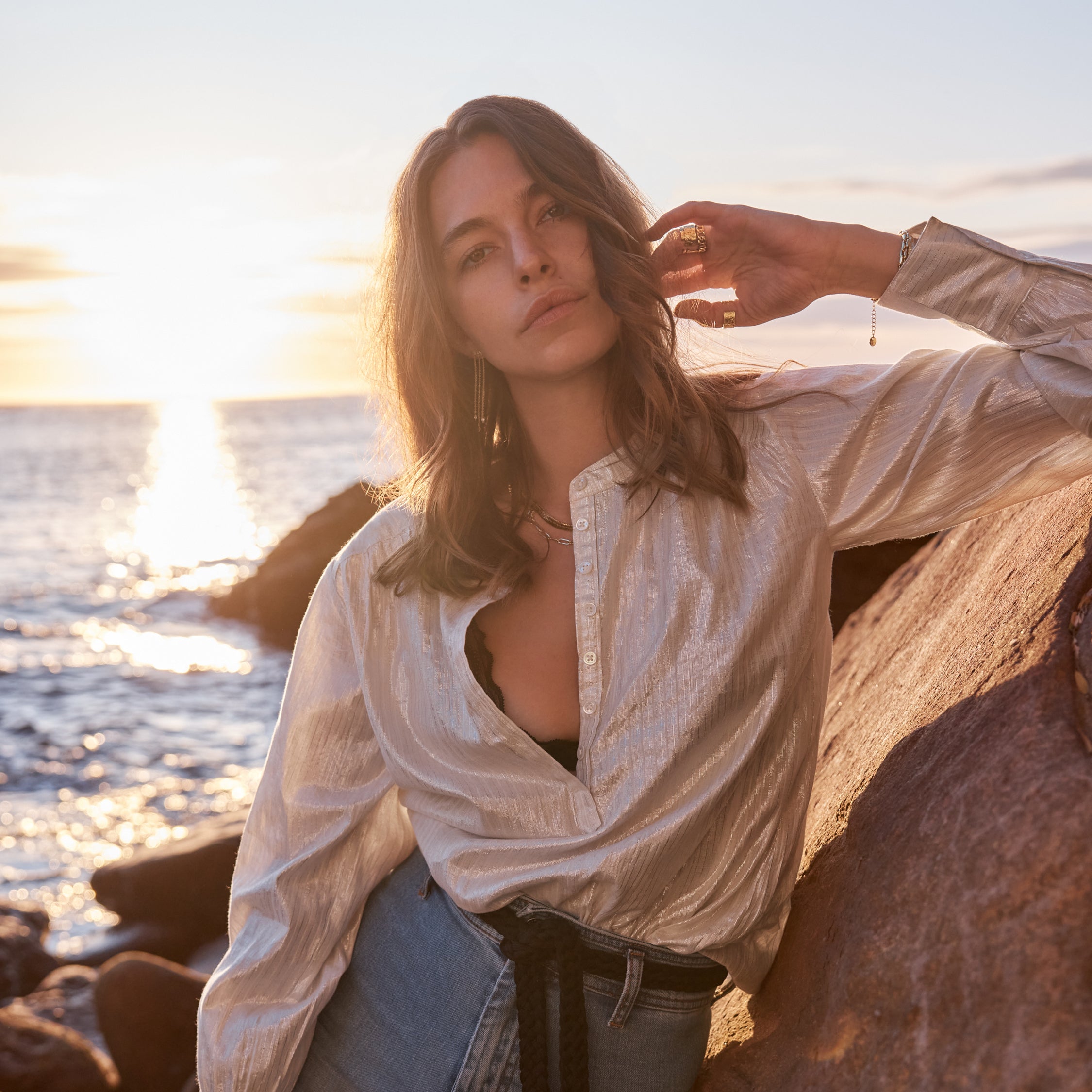 AMELIE BLOUSE SILVER STRIPE