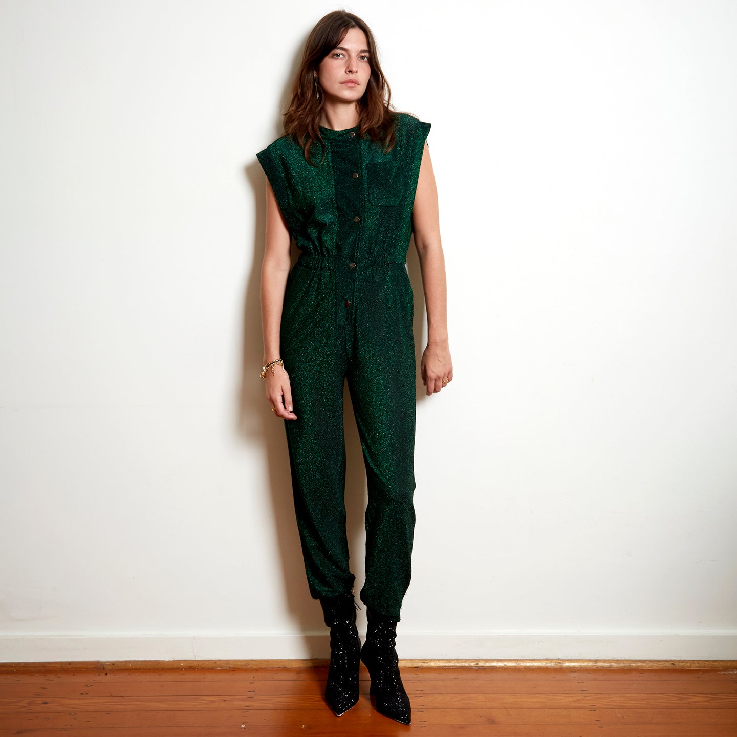 MARGAUX ONESIE - METALLIC GREEN
