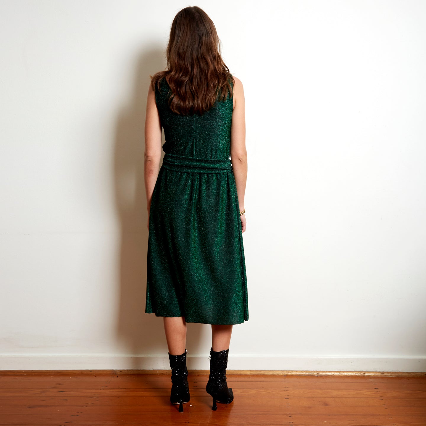 Maria dress in green lurex