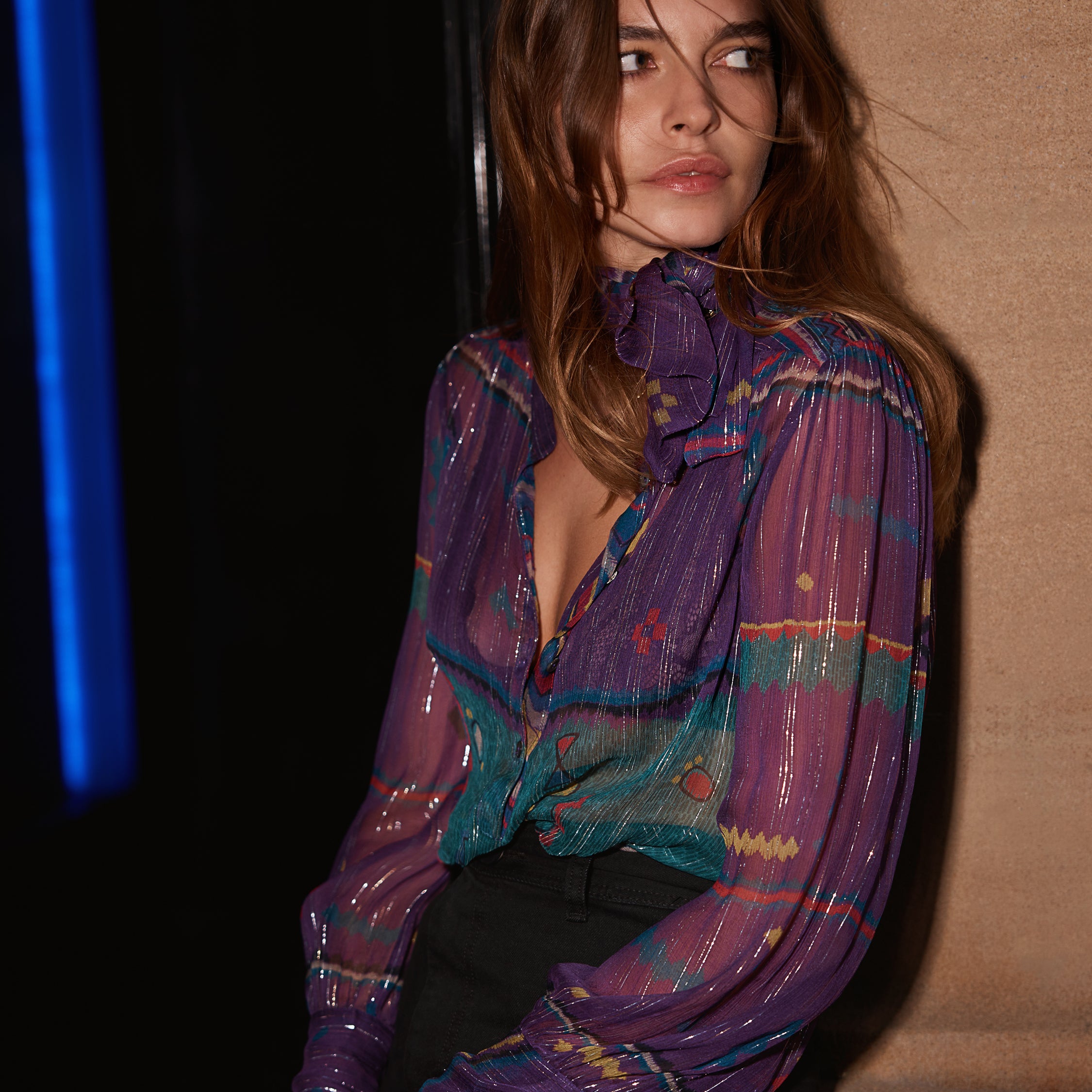 Amelie blouse in Iridescent Rainbow print