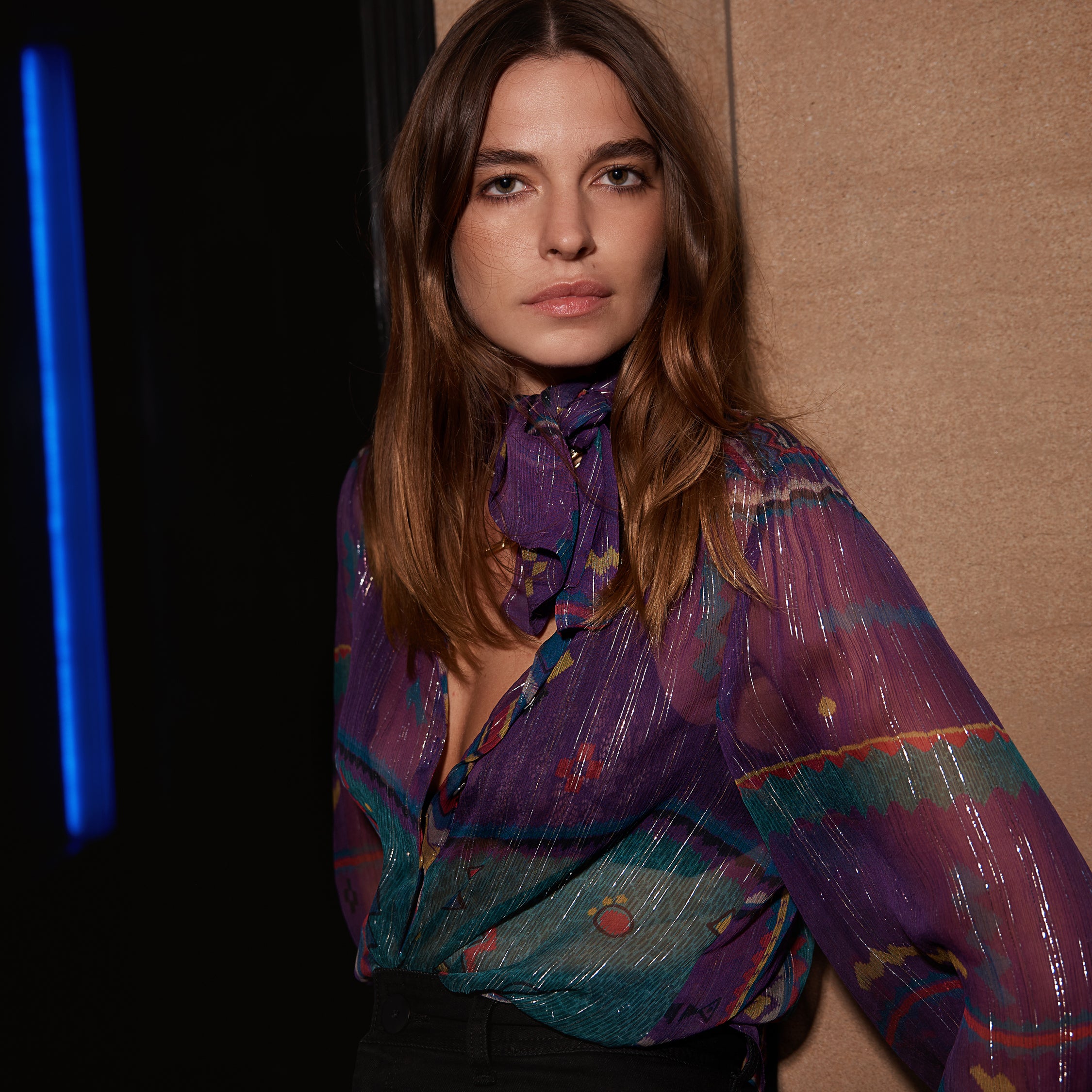 Amelie blouse in Iridescent Rainbow print