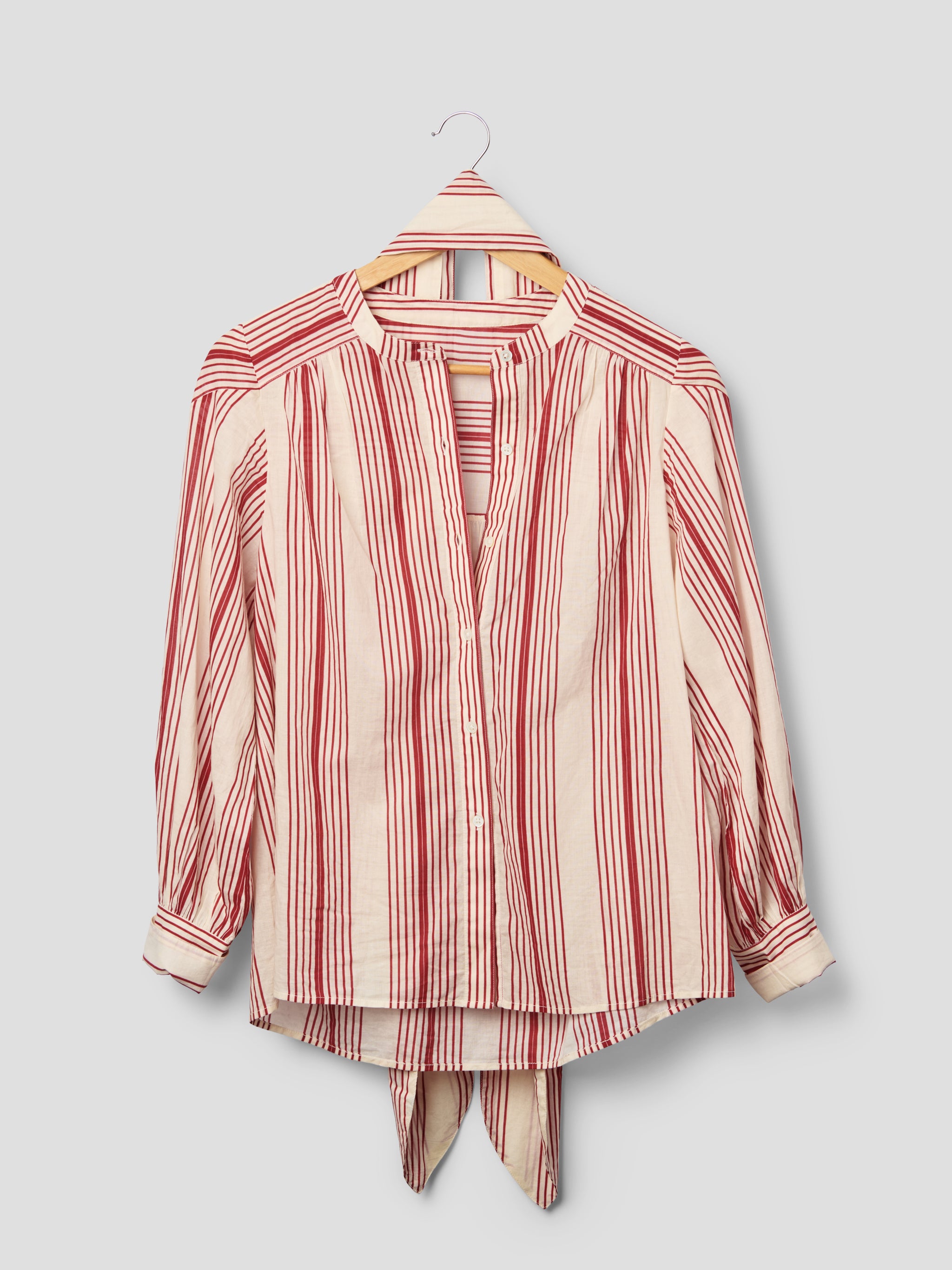 Edie Blouse - red ecru stripe