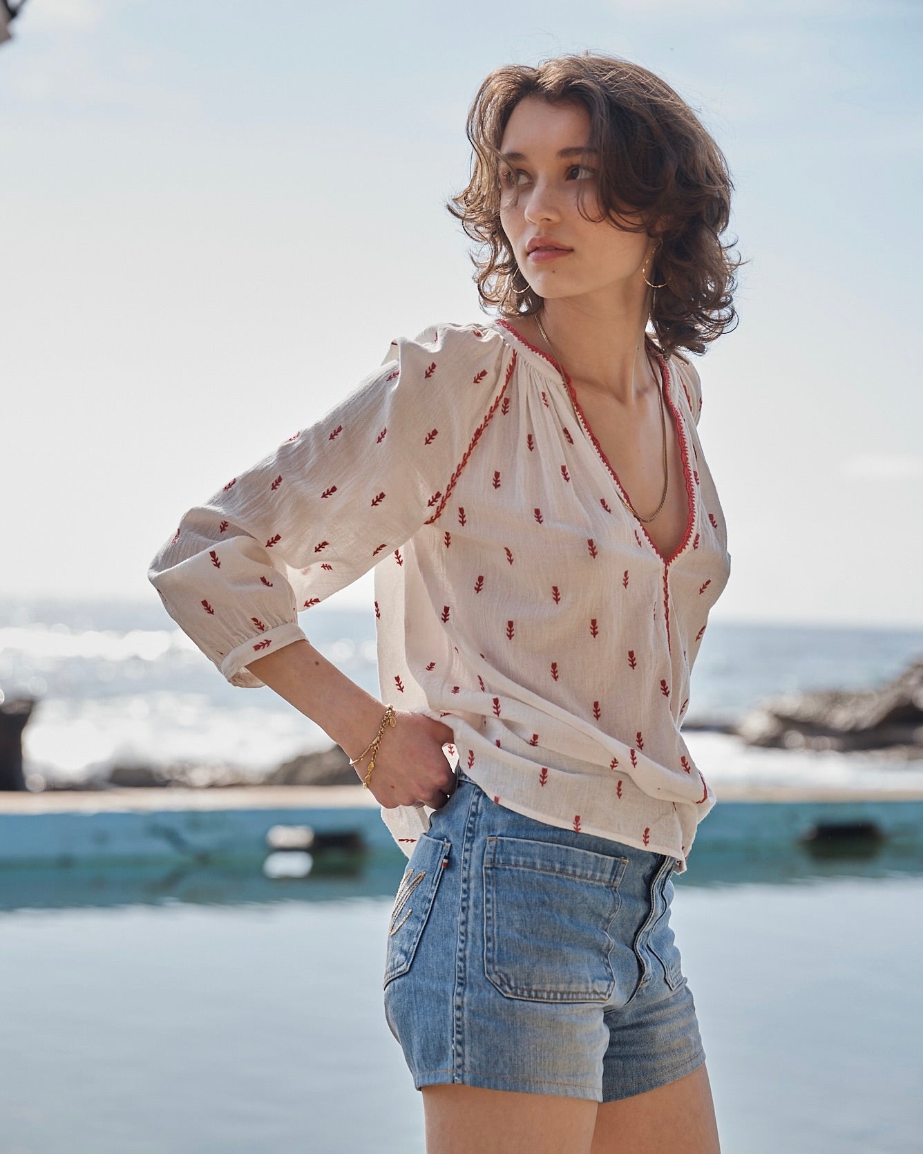 Tulipe blouse - red/ecru
