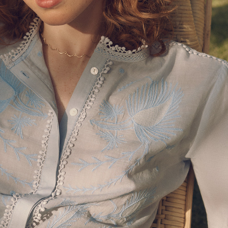 Camille blouse in Ice blue