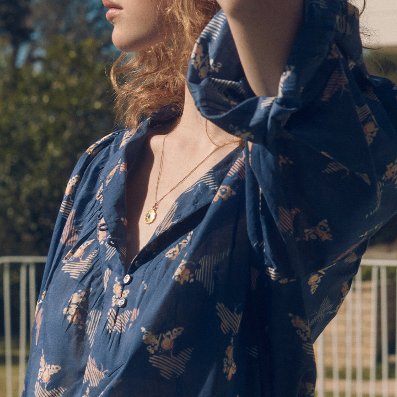 Marais blouse in Mica print / blue