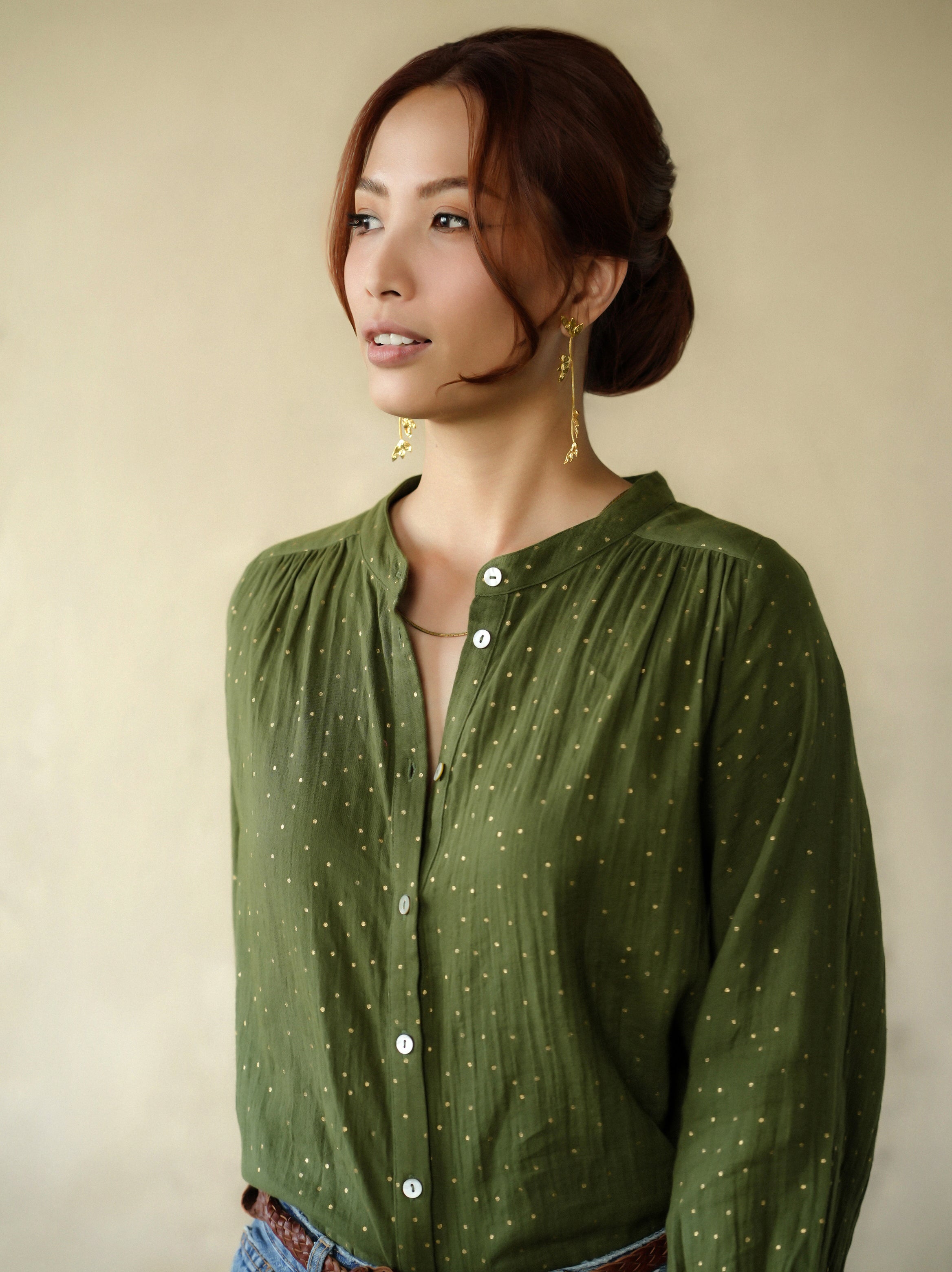 Ines Gold Dots Khaki