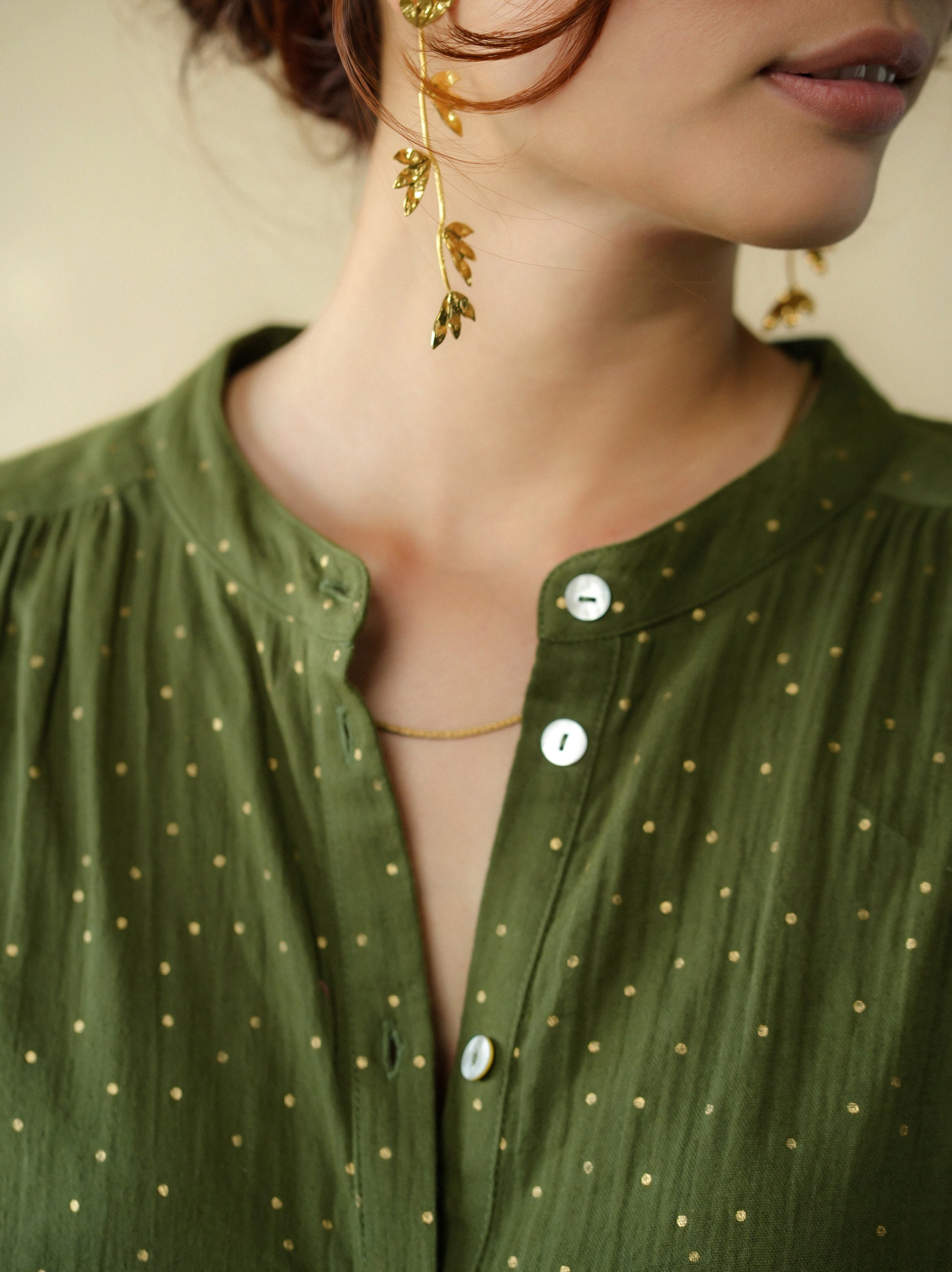 Ines Gold Dots Khaki