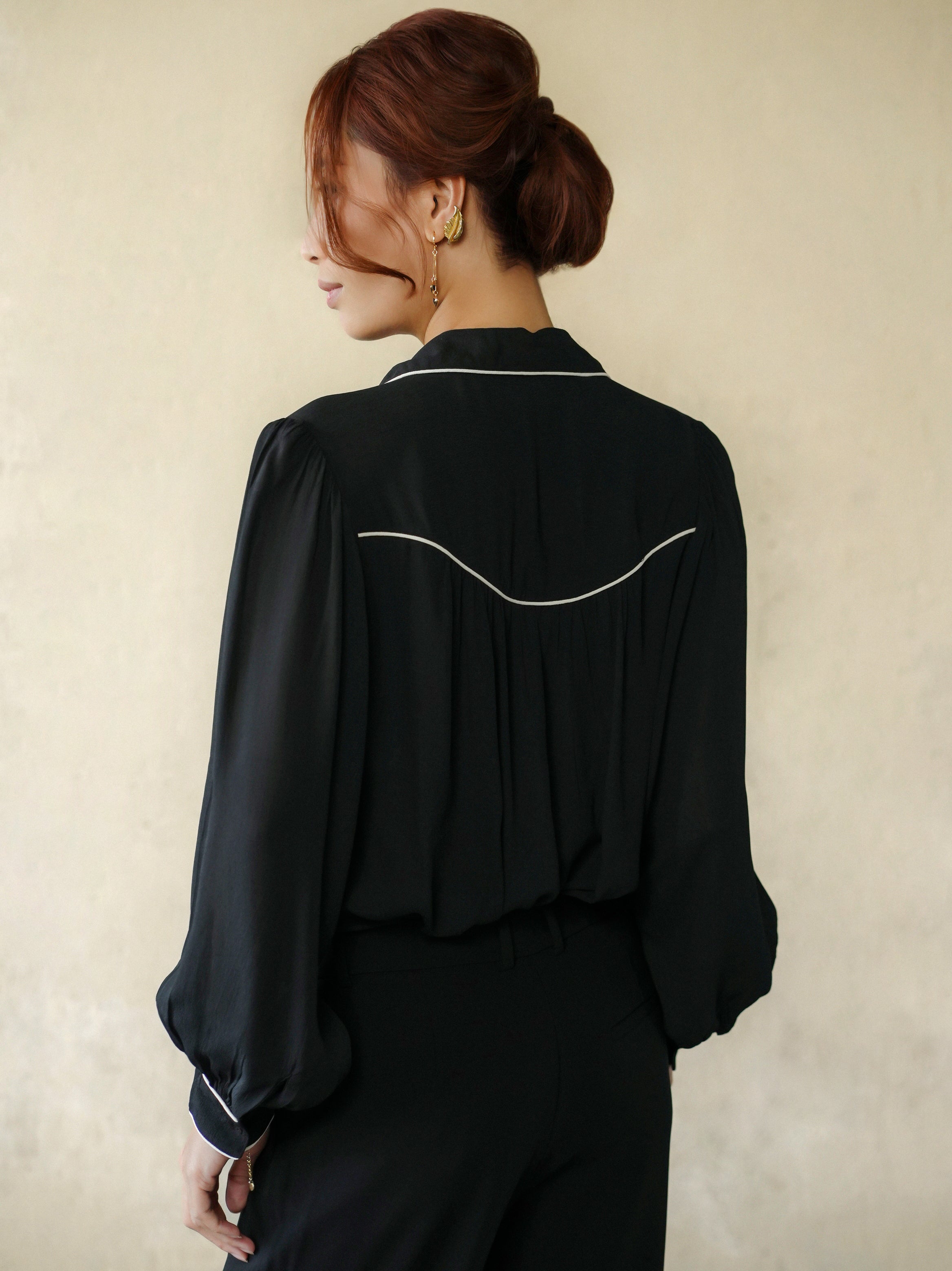 Silk Blouse - Black/White