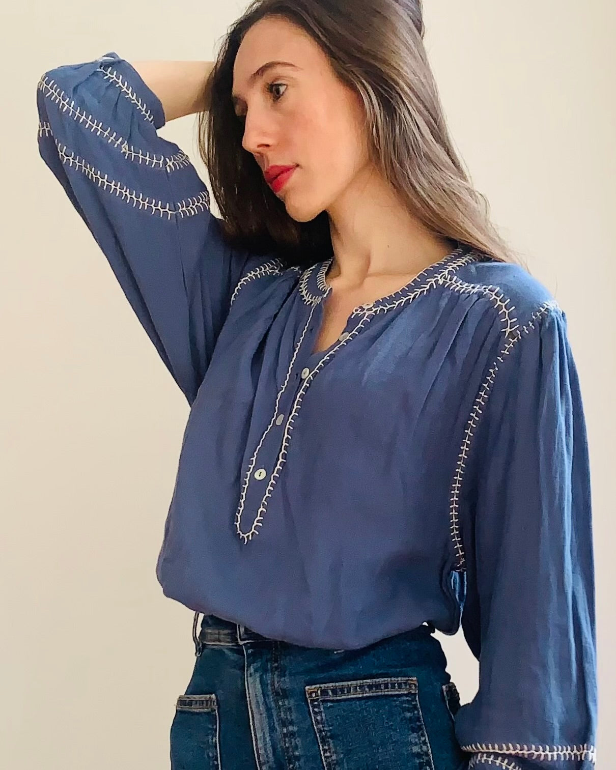 Amelie Feather Stitch - Blue