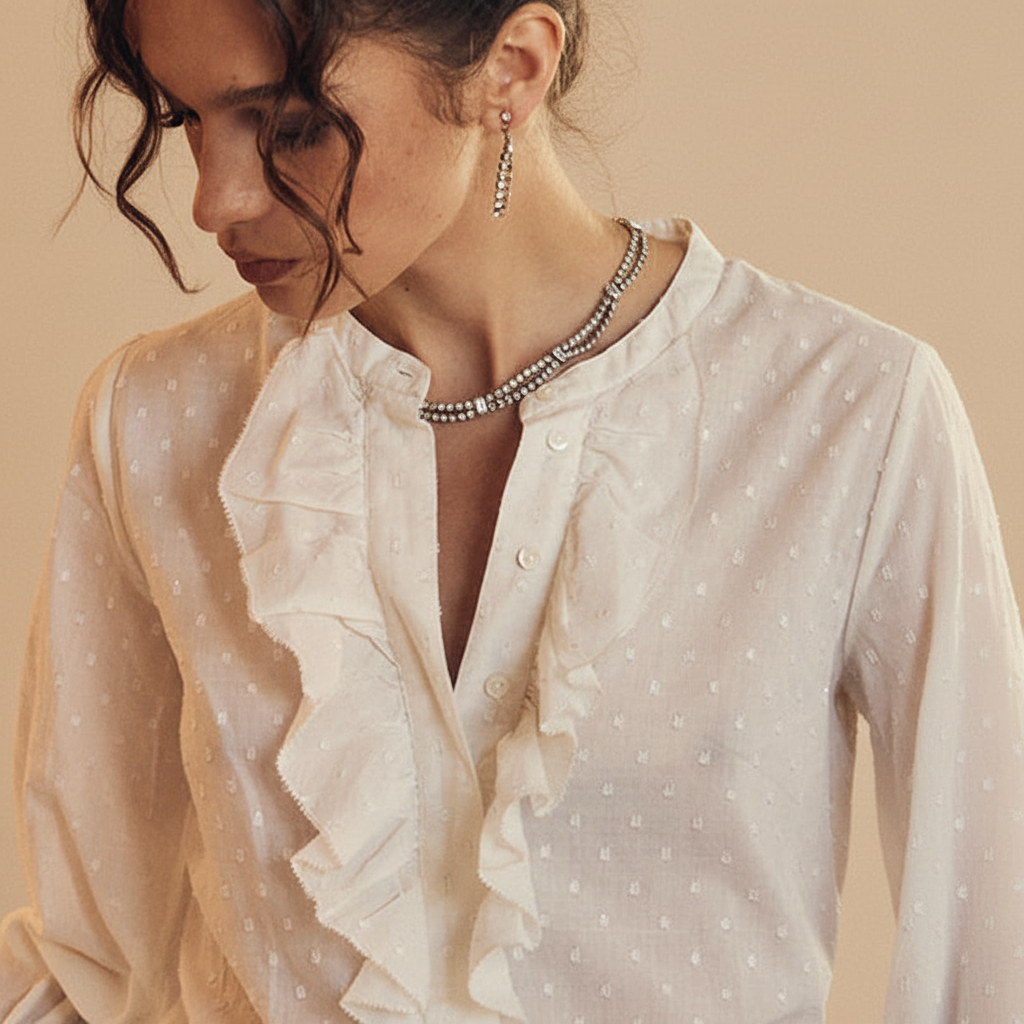 Minelli Blouse Cotton Chalk - Edited 3