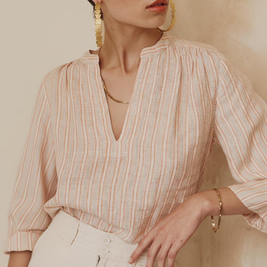 Yuni Blouse Apricot Stripe - Edited 3
