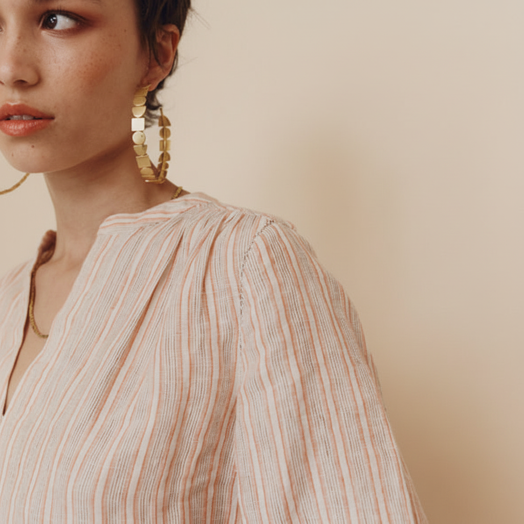 Yuni Blouse Apricot Stripe - Edited 4