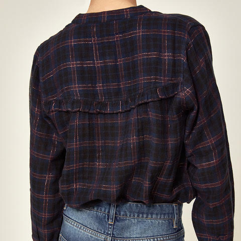 Amelie Blouse With Frill - Plaid lurex